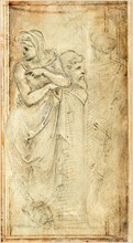 Filippino Lippi, Italian (1457-1504), Two Draped Women Standing on Either Side of a Herm,