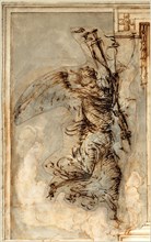 Filippino Lippi, Italian (1457-1504), An Angel Carrying a Torch, c. 1500-1504, pen and brown ink