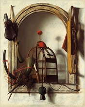 Christoffel Pierson, Dutch (1631-1714), Niche with Falconry Gear, probably 1660s, oil on canvas