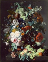 Jan van Huysum, Dutch (1682-1749), Still Life with Flowers and Fruit, c. 1715, oil on panel