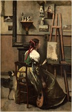 Jean-Baptiste-Camille Corot, French (1796-1875), The Artist's Studio, c. 1868, oil on wood