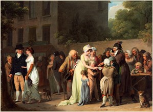 Louis-Léopold Boilly, French (1761-1845), The Card Sharp on the Boulevard, 1806, oil on wood