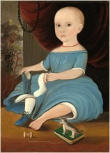 William Matthew Prior, Baby in Blue, American, 1806-1873, c. 1845, oil on paper on panel