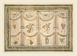 Roman 3rd Century, Symbols of Bacchus as God of Wine and the Theater, c. 200-225 A.D., mosaic,