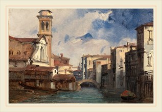 Jules-Romain Joyant, French (1803-1854), The Church of Santo Trovaso, Venice, c. 1830, oil on paper