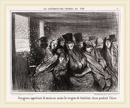 Honoré Daumier, Voyageurs appréciant de moins en moins les wagons de troisiÃ¨me classe..., French,