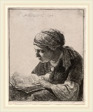 Rembrandt van Rijn, Woman Reading, Dutch, 1606-1669, 1634, etching