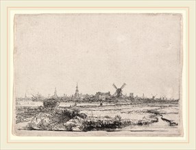 Rembrandt van Rijn, Dutch (1606-1669), View of Amsterdam from the Northwest, c. 1640, etching