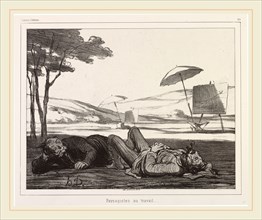 Honoré Daumier, Paysagistes au travail, French, 1808-1879, 1862, lithograph