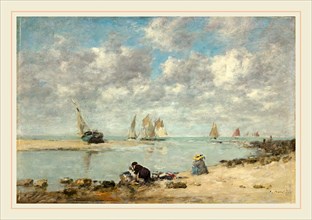 EugÃ¨ne Boudin, French (1824-1898), Washerwoman near Trouville, c. 1872-1876, oil on wood