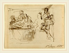 Sir David Wilkie, A Family Group, Scottish, 1785-1841, 1835, pen and brown ink with brown wash on