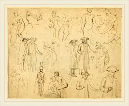 Thomas Stothard, Figure Studies [verso], British, 1755-1834, pen and brown ink on wove paper