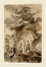 Jean-Honoré Fragonard, Angelica Is Exposed to the Orc, French, 1732-1806, 1780s, black chalk with