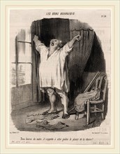 Honoré Daumier, Trois heures du matin..., French, 1808-1879, 1847, lithograph on newsprint