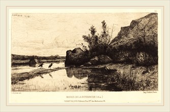 Adolphe Appian, French (1818-1898), Marais de la Burbanche, etching