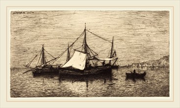 Adolphe Appian, French (1818-1898), Coasting Trade Vessels, Italy, 1874, etching