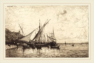 Adolphe Appian, French (1818-1898), The Port of Monaco, 1873, etching and drypoint on heavy laid