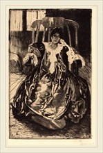 Albert Besnard, French (1849-1934), The Silk Gown (La robe de soie), 1887, etching