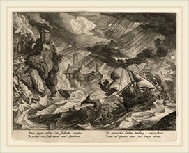 Justus Sadeler after Paul Bril, Jonah Thrown into the Stormy Sea, Flemish, 1583-1620, 1610-1620,
