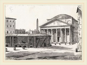 Jacques-Louis David, The Pantheon Seen from the Piazza, French, 1748-1825, 1775-80, black ink and