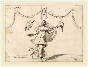 Jacques-Louis David, Ornament with a Woman in Ancient Dress, French, 1748-1825, 1775-80, graphite