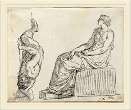 Jacques-Louis David, Seated Woman and Man Sprawling on the Ground, French, 1748-1825, 1775-80,