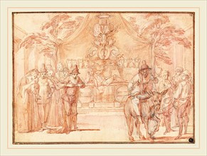 Claude Gillot, Scene from "The Tomb of Master André", French, 1673-1722, c. 1705-1708, red chalk