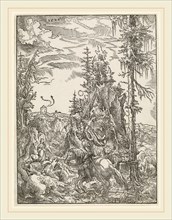 Wolf Huber, Saint George Killing the Dragon, German, c. 1485-1490-1553, 1520, woodcut on laid paper