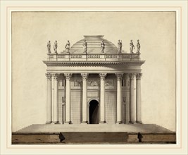 Louis Gustave Taraval, A Classical Temple, French, 1739-1794, c. 1780, pen and black ink with gray,