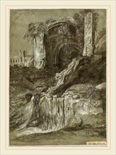 Joachim Franz Beich, German (1665-1748), A Waterfall with Ruins (verso), 1704-1714, gray wash