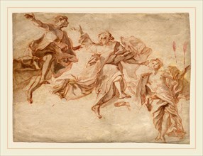 Cosmas Damian Asam, German (1686-1739), The Ascension of Christ, 1720, red chalk with gray wash on