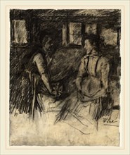 Wilhelm Leibl, German (1844-1900), Two Women in the Kitchen, 1895-1897, graphite and black chalk