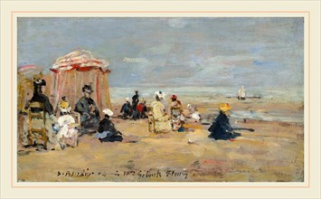 EugÃ¨ne Boudin, French (1824-1898), On the Beach, 1894, oil on wood