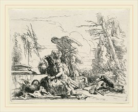 Giovanni Battista Tiepolo, Italian (1696-1770), Women and Men Regarding a Burning Pyre of Bones,