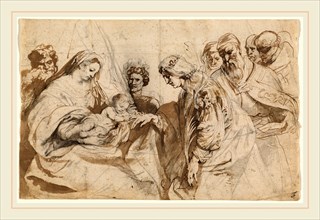 Sir Anthony van Dyck, Flemish (1599-1641), The Mystic Marriage of Saint Catherine, c. 1618, pen and