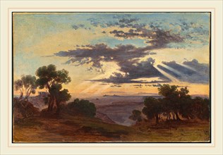 Johann Jakob Frey, Swiss (1813-1865), Sunrise, 1813-1865, oil on paper on a second sheet of paper
