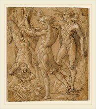 Bernardino Campi, Italian (1522-1595), The Flaying of Marsyas, pen and brown and black ink with