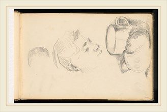 Paul Cézanne, A Head, a Cup, and a Bread Roll, French, 1839-1906, 1891-1894, graphite on wove paper