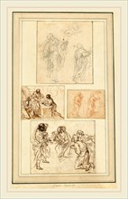 Agostino Masucci, Italian (1691-1758), Studies of Saint Joseph and the Adoration (four sketches
