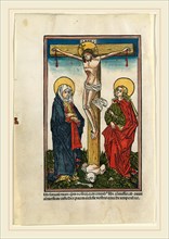 German 15th Century (Augsburg), Christ on the Cross with the Virgin and Saint John, 1491, color