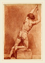 William Etty, British (1787-1849), A Male Nude Seen from behind, red chalk on laid paper