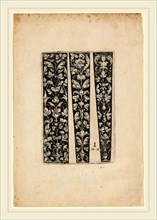 Daniel Hopfer I, German (c. 1470-1536), Ornament with Vase and Two Designs for Sleeves, etching and
