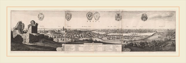 Wenceslaus Hollar, The Great View of Prague, Bohemian, 1607-1677, 1649, etching
