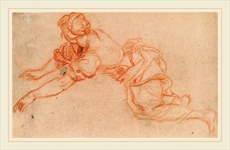 Charles de La Fosse, Young Woman Kneeling and Reaching Forward [verso], French, 1636-1716, c. 1698,