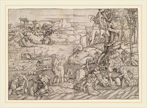Jan van Scorel, The Deluge, Netherlandish, 1495-1562, c. 1530, woodcut from two blocks on two