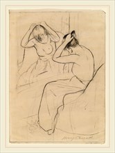 Mary Cassatt, The Coiffure, American, 1844-1926, 1891, black crayon and graphite