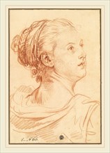 Jean-Baptiste Greuze, Head of a Woman Looking Back Over Her Shoulder, French, 1725-1805, red chalk