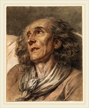 Jean-Baptiste Greuze, Bust of an Old Man, French, 1725-1805, probably 1763, red, black, and white