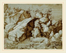 Gherardo Cibo, Italian (1512-1600), Rocky Landscape with a Natural Arch, 1550-1580, pen and brown