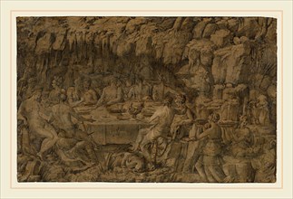 Luca Penni, Italian (1500-1504-1556), The Banquet of Achelous, c. 1545, pen and black ink with
